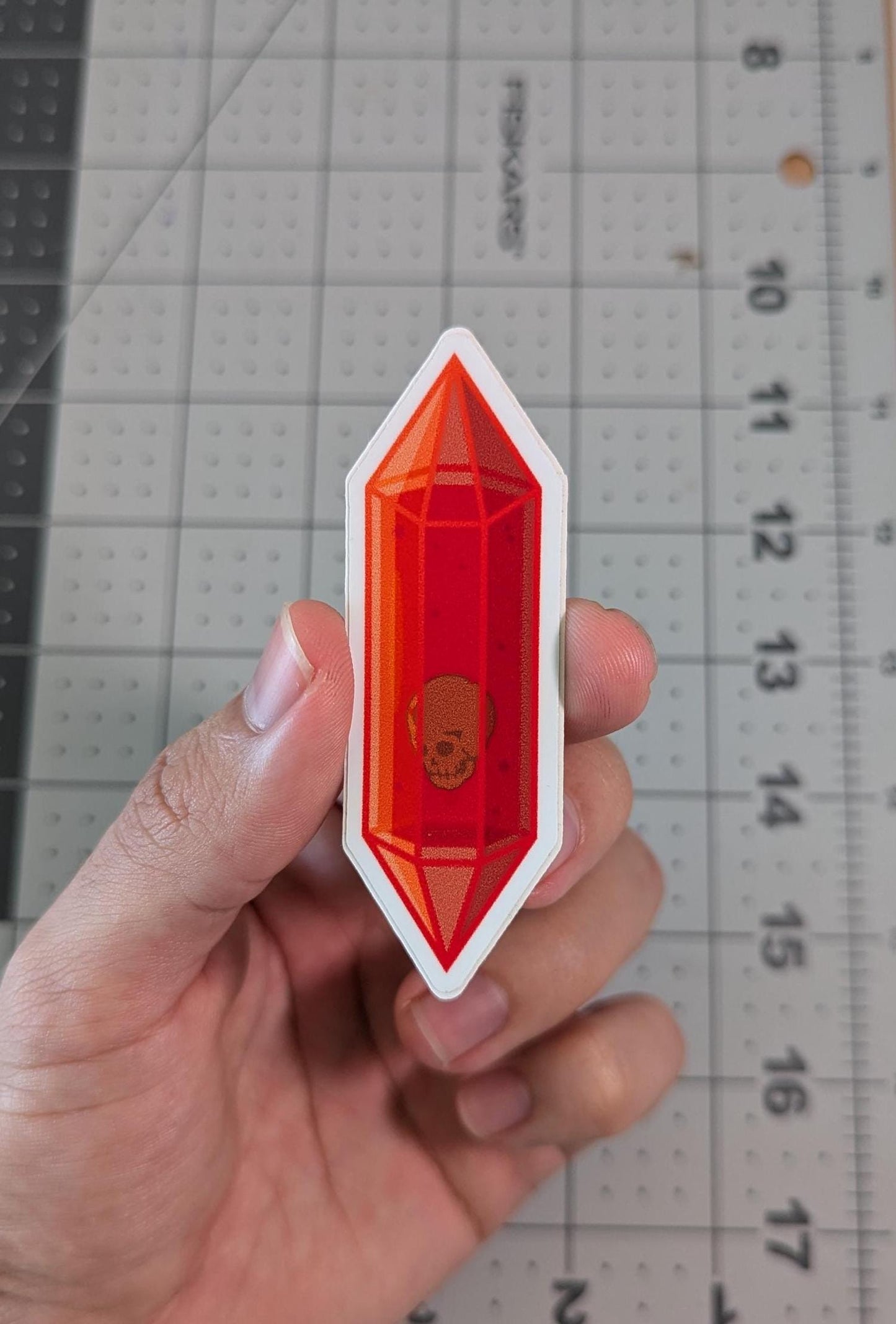 "Skull Red Crystal" Sticker